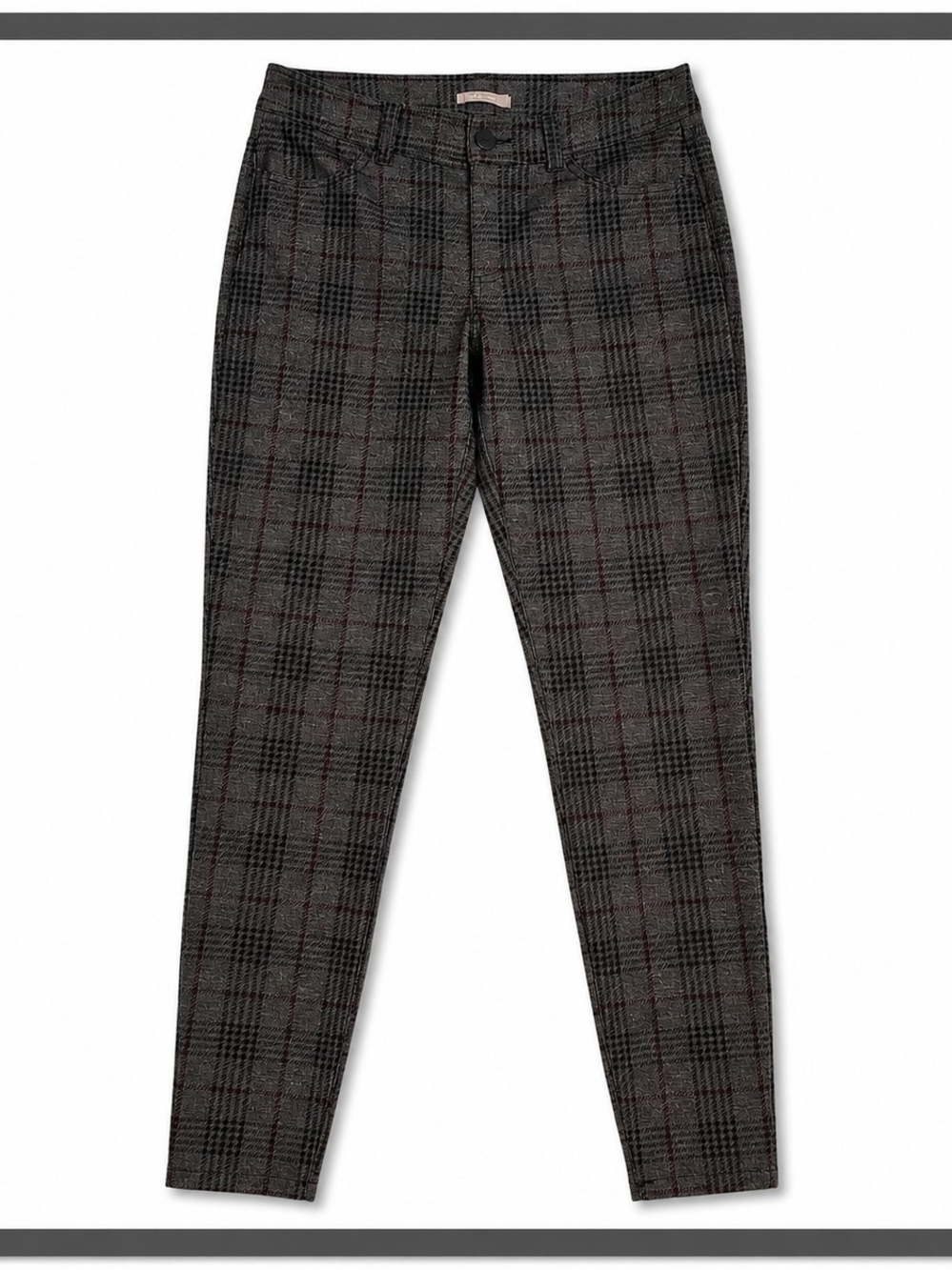 Maurices Gray Plaid Skinny Pants Women's Small Regular Stretch Career Office